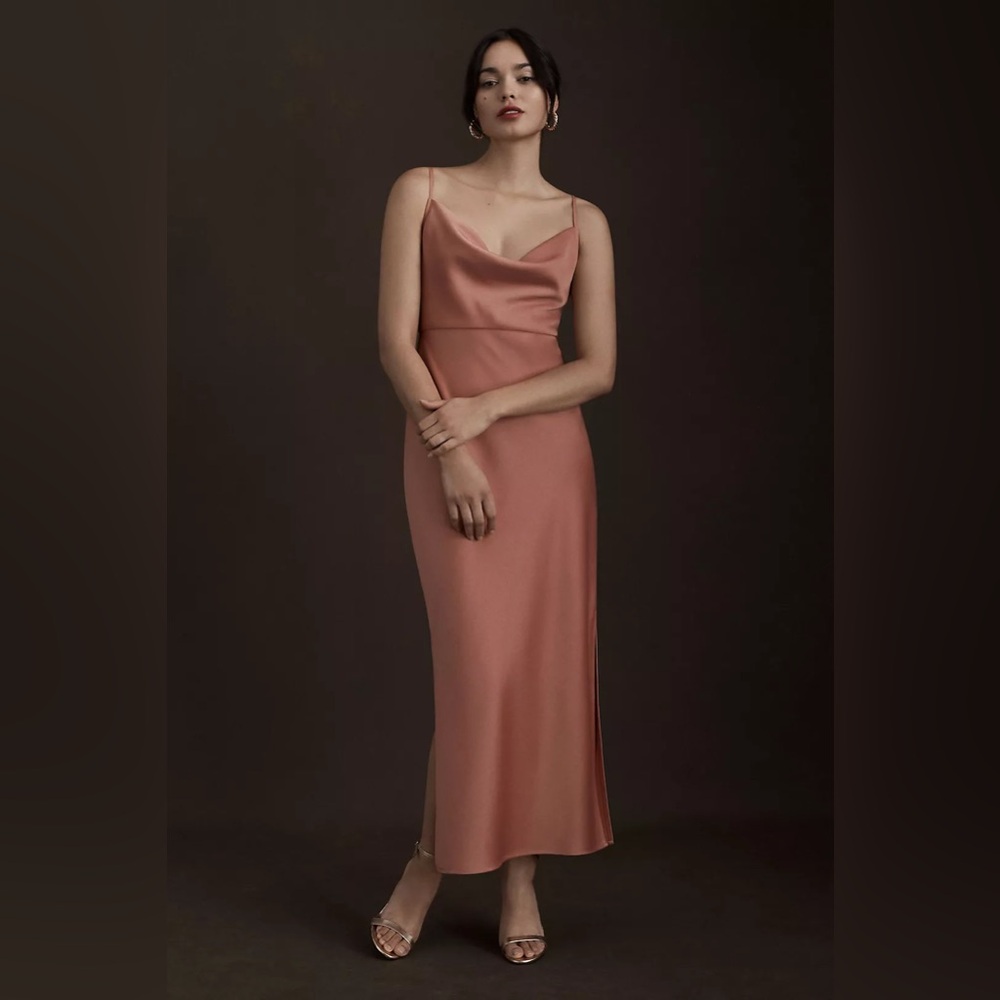 BHLDN NWOT Cali Satin Cowl-Neck Midi Slip Dress
